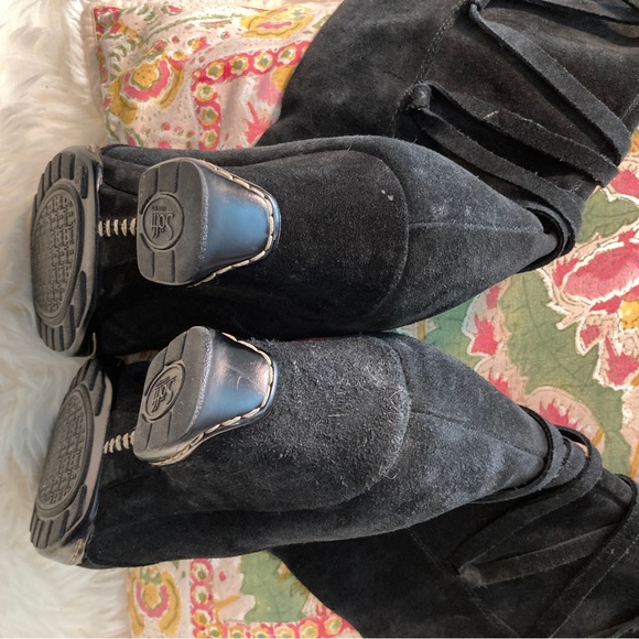 Sofft Suede Leather Knee High Heeled lace up Boot Wide Comfy Winter ❄️🖤 - Picture 9 of 14